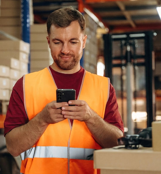 Employee using a smartphone
